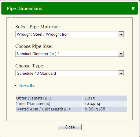 Database for pipe schedules